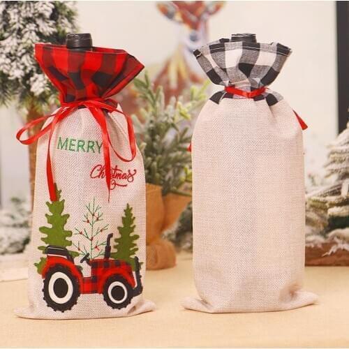 Christmas Wine Bottle Covers Bag Merry Christmas Bags Home Xmas Stocking Gift Holders Xmas Navidad New Year Decorations