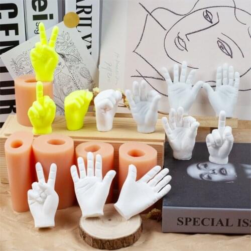 Silicone Hand Candle Mold Art Plaster Crafts 3D Stereo Aromatherapy Fondant Creative Flexible Soft DIY Handmade Tool Decoration