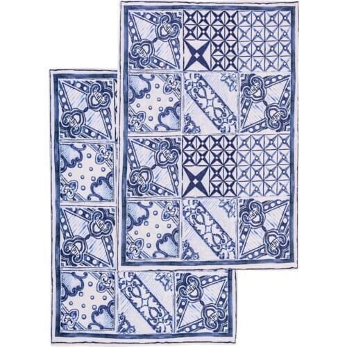 Blue On white Tile design Stain resistant Featured Dual American Service