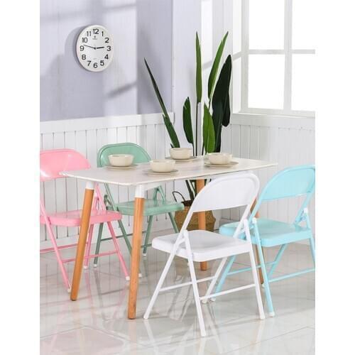 Ins Wind Iron Folding Back Simple Family Dining Chair Easy To Thicken All Steel Paint Tasteless