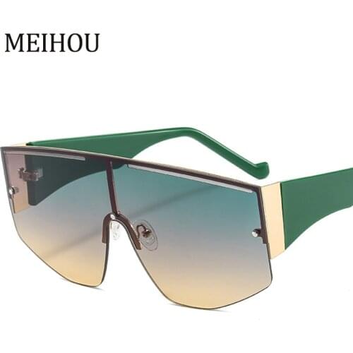 Green Gradient Oversized Sunglasses Brand Designer Big Rimless Sunglasses Men Women Fashion Shades UV400 Vintage Eyewear