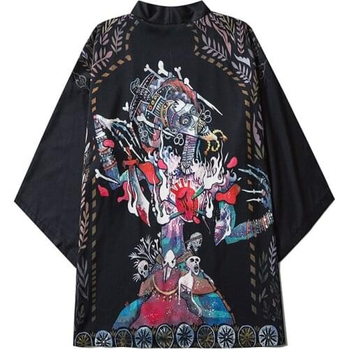 Improved Japanese Kimono Cardigan Summer Beach Sunscreen Loose Kimono Mens Shirt Yukata Kimono Coat Retro Male Asian Costumes