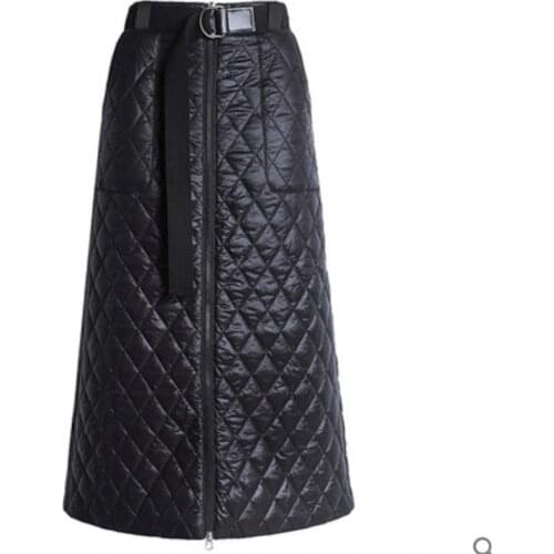 Plus size 4XL!Down cotton winter skirt 2021 new fashion zipper thick warm high waist package hip split skirt