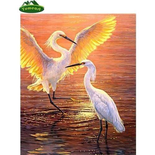 YUMEART Diamond Embroidery Crane Lover Animals Crystal Diamond Painting Cross Stitch Kits Diamond Mosaic Animal Home Decor