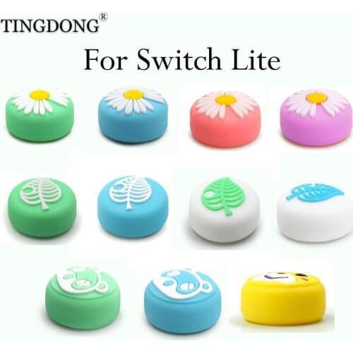 Green Nintend switch Joy Con Animal Crossings Thumb Grips Caps Kawaii Leaf Silicone Case For Nintendo Switch Lite Cute Cover