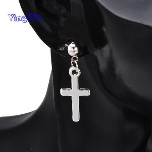 Women Cross Earrings Fashion Punk Cross Pendant Cartilage Drop Dangle Earrings Jewelry