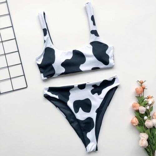 2021 New Sexy Bikini Cow Print Swimsuit Women Two Pieces Push Up Biquini Brazilian Swimming Suit For Women Beach Swimwear