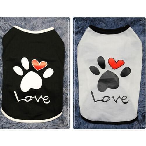 Cute Paw Printed Heart Love Design Dog Vest Clothes Soft Summer Dog Shirt Puppy Dog Accessories T-shirt Pet Vest Apparel Clothes