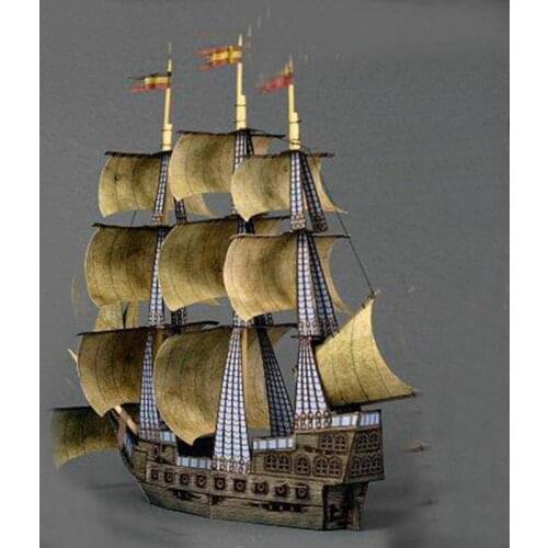1:250 Ancient Sailing Pirate Boat DIY 3D Paper Card Model Building Set Educational Toys Military Model Construction Toy