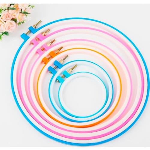 1pc Random Colors Cross-Stitch Tool Plastics Round Embroidered Frame Sewing Hoop Ring Home Decoration Accessories