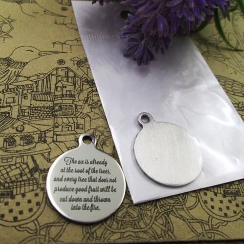 20pcs--"The ax is already at the root of the trees"stainless steel charm more styles for choosing DIY Charms Bible gold sentence