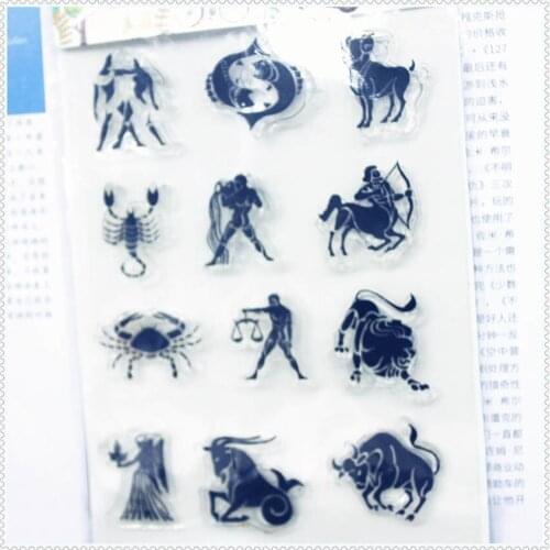 11.3*15.56cm The 12 Zodiac Transparent Silicone Rubber Clear Stamps Cartoon For Scrapbooking/DIY Wedding Album