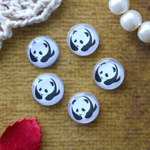 12mm 25mm 14mm 16mm 18mm 20mm Photo Glass Cabochons Round Cameo Set Handmade Settings Panda 09