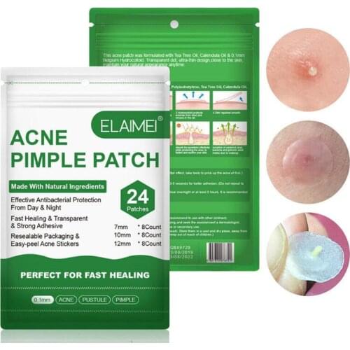 24 Patches Acne Pimple Patch Stickers Acne Treatment Pimple Remover Tool Blemish Spot Facial Mask Skin Care Waterproof