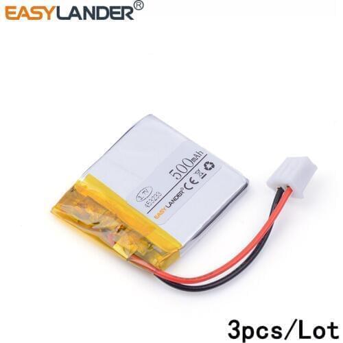 3pcs /Lot XHR-2P 2.54 500mAh 453233 3.7v lithium Li ion polymer rechargeable battery Bluetooth MP3 sound card