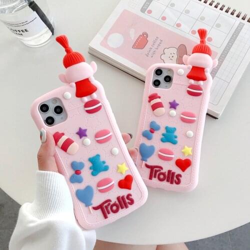 3D Funny Cute Troll Soft Silicone Phone Case for Iphone 6 7 8 Plus X XR XS Max 11 12 Pro Max Bumper Shockproof Cover Capa Funda