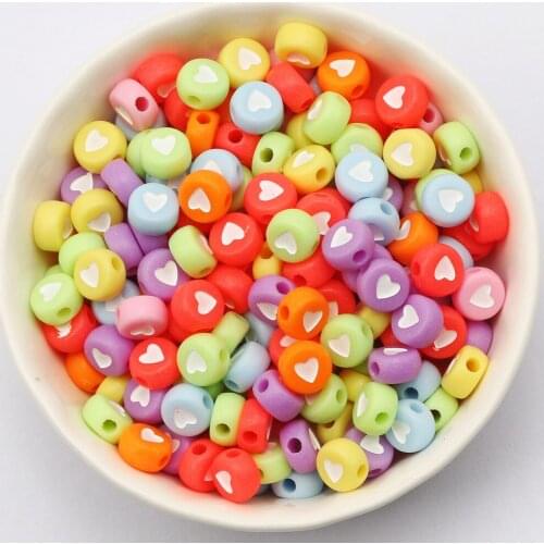4*7mm Candy Color Love Heart Acrylic Beads Round Flat Loose Spacer Beads For Jewelry Making DIY Crafts Scrapbooking Decoration