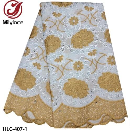 5Yards African Lace Fabric 2021 High Quality Embroidery 100% Cotton Swiss Lace Fabric In Switzerland for Dress HLC-407