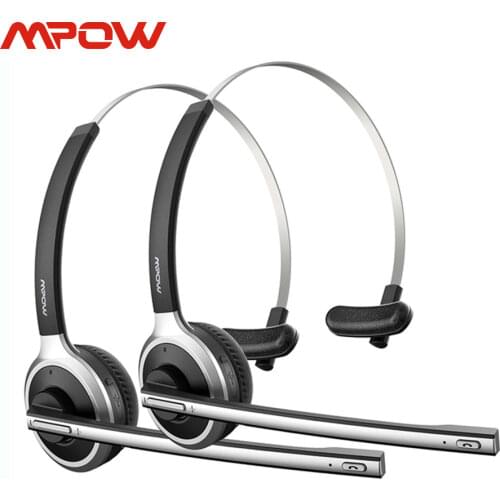 Mpow M5 Bluetooth V5.0 Headset Wireless Truck Driver Headphones Hands-free Call Earphone with Mic for Call Center Office Skype