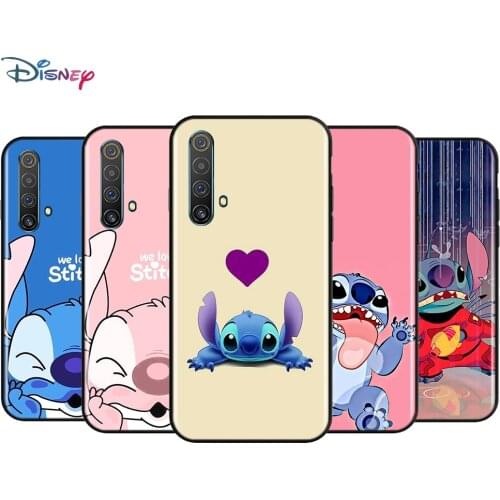 Black Soft Cute Lilo Stitch For Realme 7i Global C2 C3 C11 C12 C15 C17 X2 X3 Superzoom X50 XT Q2 Q2i Pro 5G Phone Case