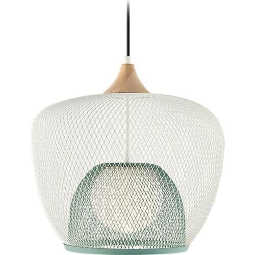 Double-layer mesh Nordic dining room dining table chandelier adopts log design Internet Celebrity Birdcage living room bedroom w