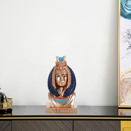 Egyptian Head Figurine Statue Decoration Goddess Head Vintage Egyptian Office Desktop Decor Craft Home TV Shelf Bookshelf Decors