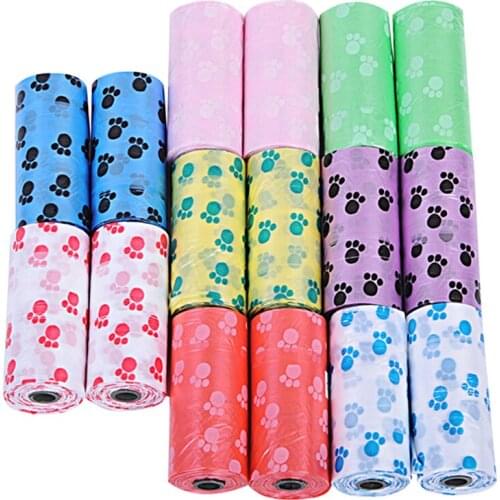 Hot Sale 1/10roll Degradable Pet Dog Waste Poop Bag With Printing Doggy Bag For Cat Dog Color Random Delivery