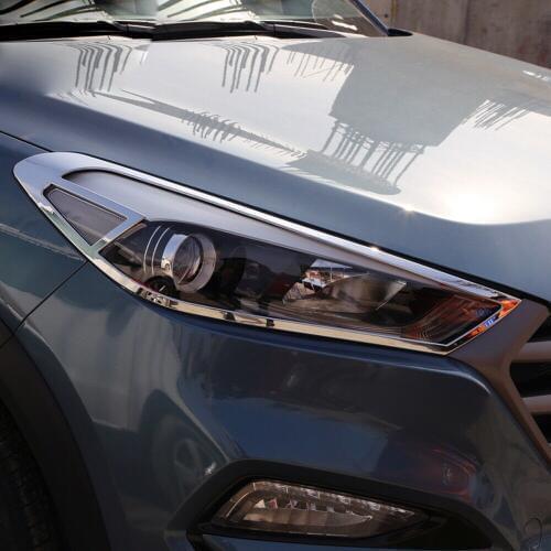 For Hyundai Tucson 2015-2018 Chrome Front Head Light Lamp Frame Cover Trim Bezel