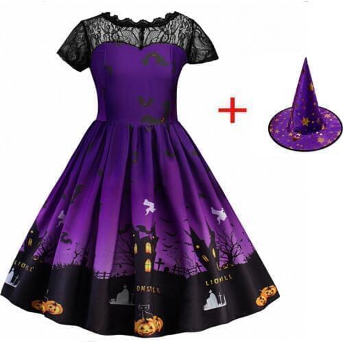 Halloween Costume For Girls Kids Fashion Printed Lace Dress Children Fancy Ball Dresses Christmas Dress