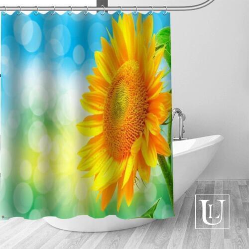 Hot Custom sunflowers Shower Curtains Polyester Bathroom Curtains With Hook Bath Curtain Bathroom Decor