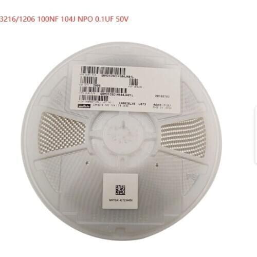 Chip Monolithic Ceramic Capacitors GRM31C5C1H104JA01L 1206 0.1uF /100NF 50V ±5% Tolerance C0G SMT Multilayer Ceramic Capacitor