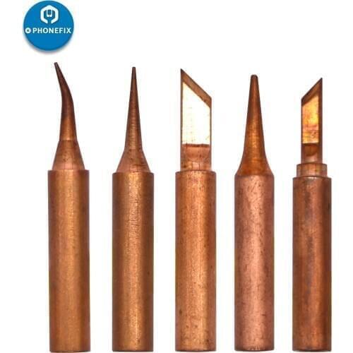 5pcs/lot Pure Copper 900M-T Soldering Iron Tip Lead-free Solder Tips Welding Head for Hakko Soldering Rework Station Tip Repair
