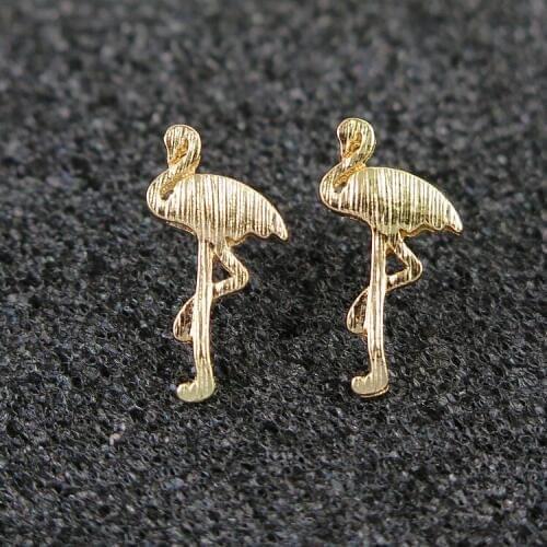 2018 New Arrival Cute Animal Stud Earring Flamingo Brass ear studs Women Girl Birthday Party Jewelry Gifts Cool Earring