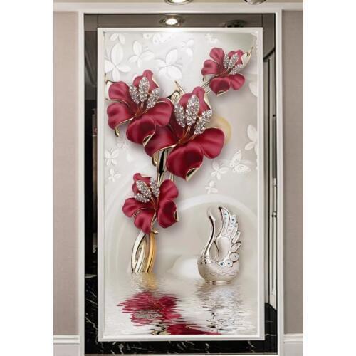 Custom large-scale wallpaper 3D photo mural atmosphere beautiful orchid jewelry flower water pattern wallpaper murals