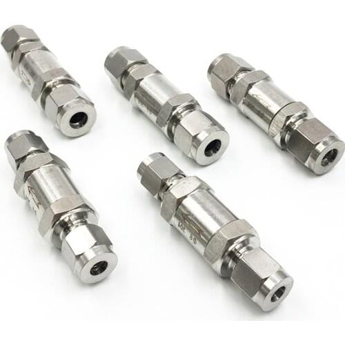 304 Stainless Steel 1/8" 1/4" 3/8" 1/2" Double Ferrule Check Valve One Way Non-return Valve For Water Oil Gas