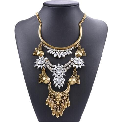Women Exaggerated Metal Chunky Neclacke Jewelry Resin Geometric Necklace Punk Collar Female Accessories