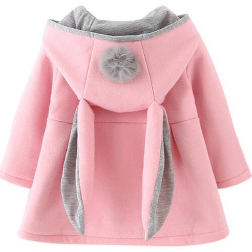Baby Girls Coat Winter Spring Baby Girls Princess Coat Jacket Rabbit Ear Hoodie Casual Outerwear For Girl Infants Clothing