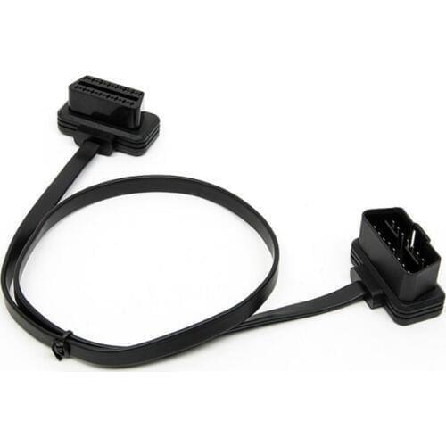 Flat Thin OBD2 OBDII 16 Pin Male to Female ELM327 Diagnostic Extension Cable Wire Connector Adapter