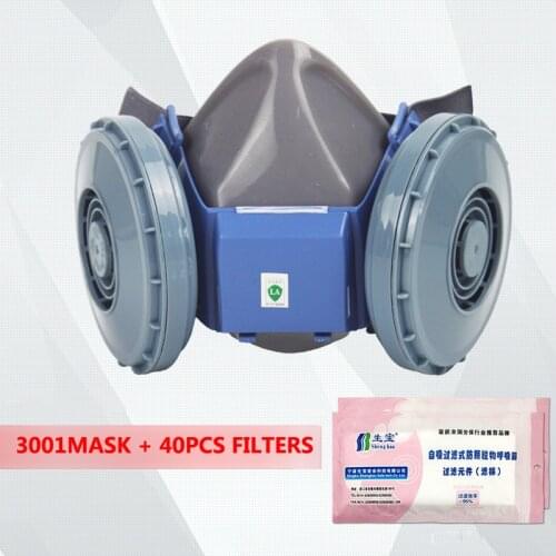 Dust Mask Respirator Gas Mask 40PCS 100pcs Filters Half Face Mask Industrial Silicone Welding Air Breathing Protector