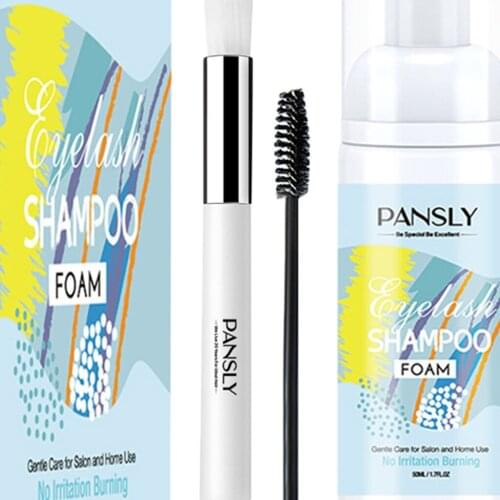 Eyelash Extension Cleanser Shampoo 50ml and Brush Eyelid Lash Foaming Wash