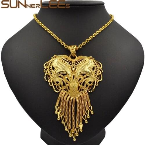 SUNNERLEES Fashion Jewelry Gold-Color Pendant Necklace Heart Style Optional Chain For Womens Girls P01 Y