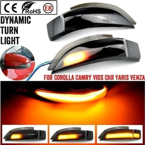 For Toyota Corolla Camry Prius Vios CHR Yaris Venza Avalon Altis LED Dynamic Turn Signal Light Sequential Side Mirror Indicator