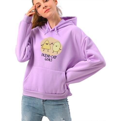 Hooded Winter Woman 2020 Thick Best Friends Hoodies Winter Women Clothing Korean Streetwear Europe Art Chip Sweatshirt for Women