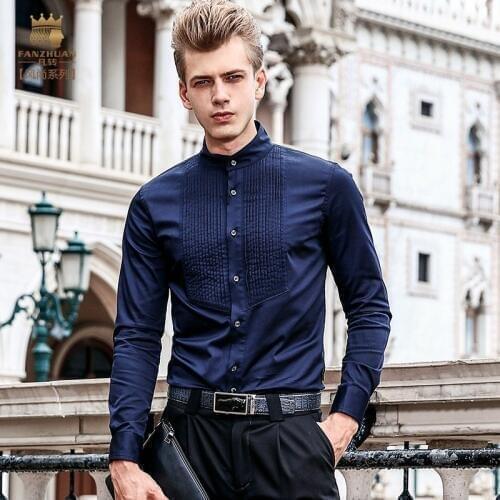Fanzhuan Free shipping New fashion casual male long-sleeve shirt mens spring collar black long sleeved slim casual shirt 713129