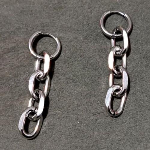 Punk Chain Shape Metal Dangle Earrings For Women Hip Hop Vintage Creative Cool Trendy Drop Earrings Kpop Statement Jewelry 2021