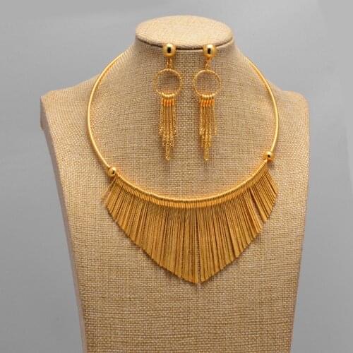Gold jewelry sets Indian gold necklace jewelry for women African wedding gift luxry high quality accessories