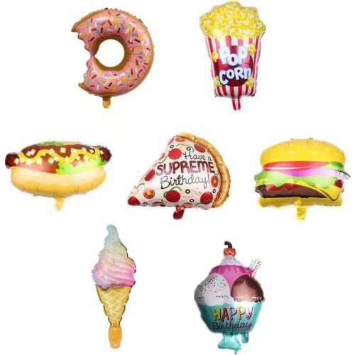 1pcHot-selling hot-selling burger pizza ice cream shape aluminum balloon birthday party decoration dress up supplies