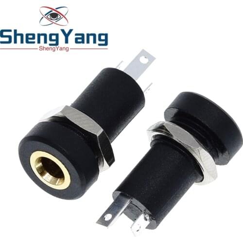 10PCS 3.5mm Audio Socket 3 Pole Black Panel Mount Gold Plated With Nuts Headphone Socket