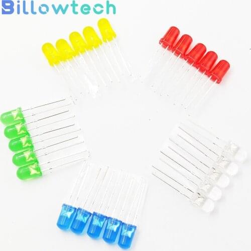 100pcs 5mm LED Diode 5 mm Assorted Kit White Green Red Blue Yellow DIY Light Emitting Diode