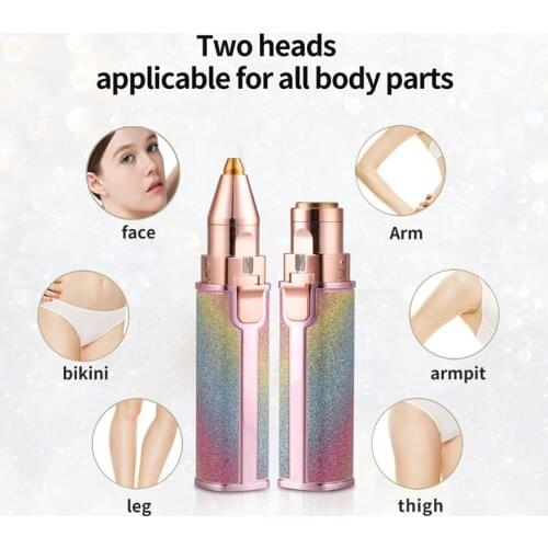 2 In 1 Mini Electric Eyebrow trimmer USB Women Painless Eye Brow Shaver Hair Remover LED light Epilator Razor Facial Body Tool